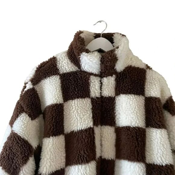 ZARA MEN combination checkered/ plaid fleece jacket  Oversized Cozy SZ S - Picture 2 of 16